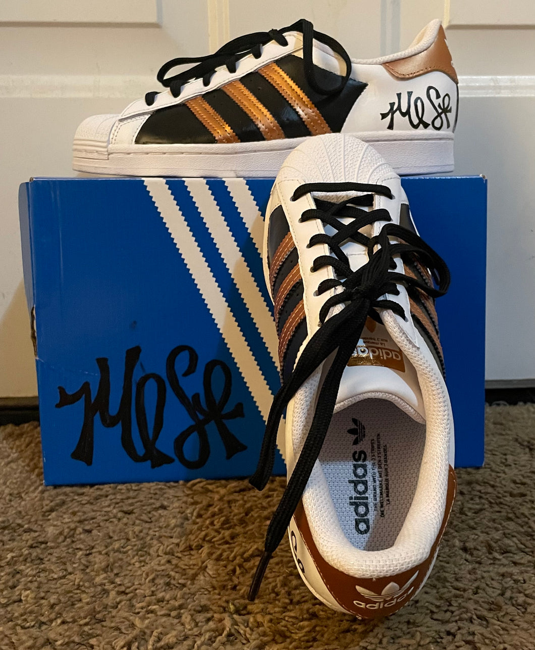 A SHOES - Female 7 - ADIDAS BLACK & GOLD